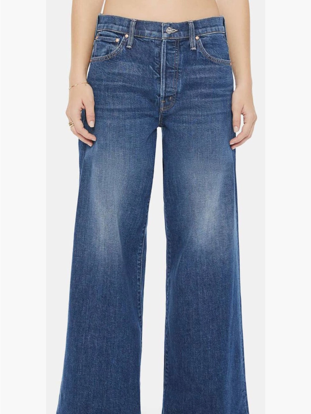 MOTHER Wide-Leg Jeans in Medium Blue Wash